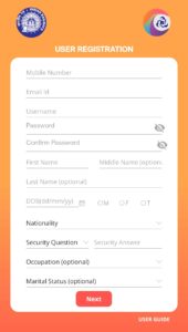 User Registration Page 1